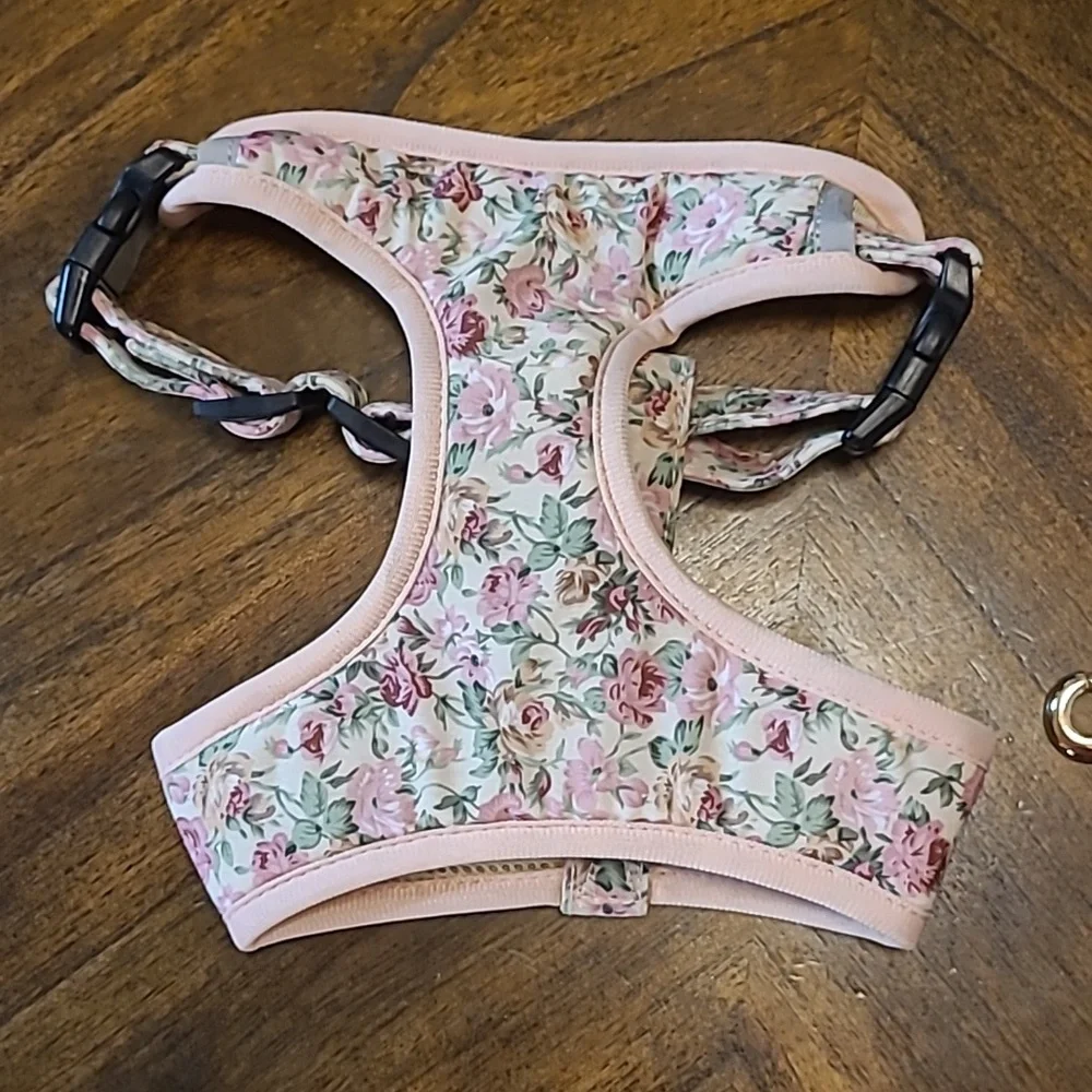 Floral Dog Harness Collar and Leash Set